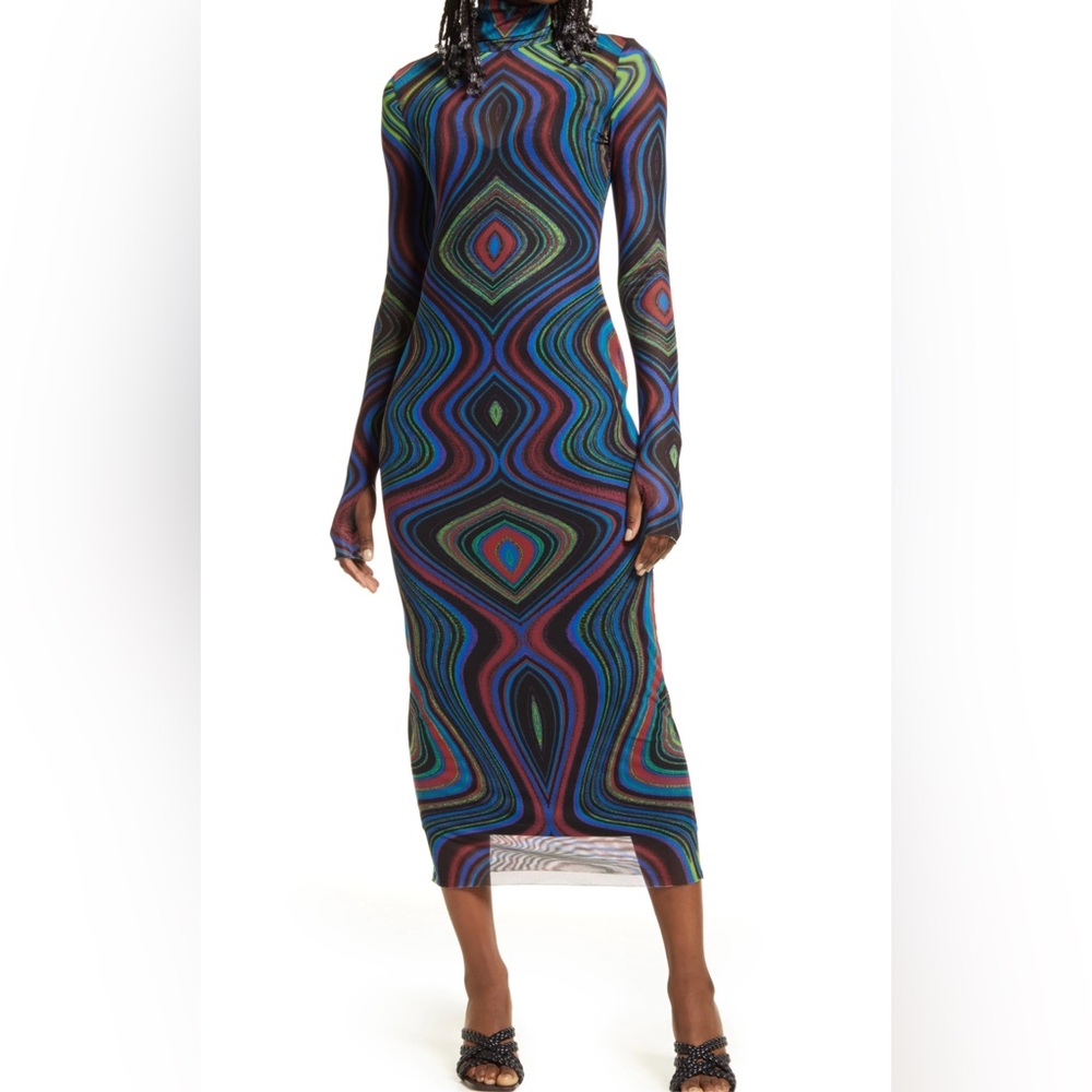 AFRM The Shailene Mesh Dress (Electric Swirl Print)
